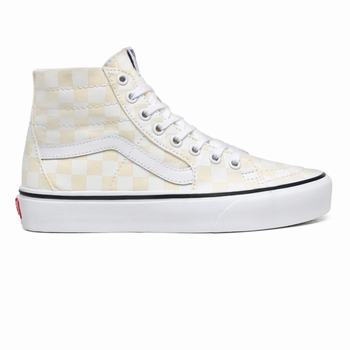 Vans Checkerboard Sk8-Hi Tapered - Naisten Korkeavartiset tennarit - Valkoinen